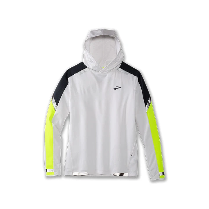 Brooks Men's Run Visible Thermal Hoodie - White/Asphalt/Nightlife (211411134) 4 Brooks Men's Run Visible Thermal Hoodie - White/Asphalt/Nightlife (211411134) - Image 4