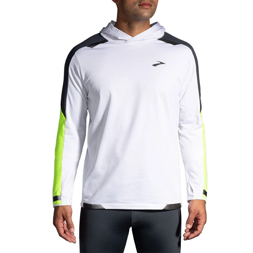 Brooks Men's Run Visible Thermal Hoodie - White/Asphalt/Nightlife (211411134) 1 Brooks Men's Run Visible Thermal Hoodie - White/Asphalt/Nightlife (211411134)